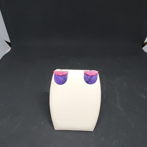 Vintage Retro Purple & Pink Earrings - Picture 1 of 3